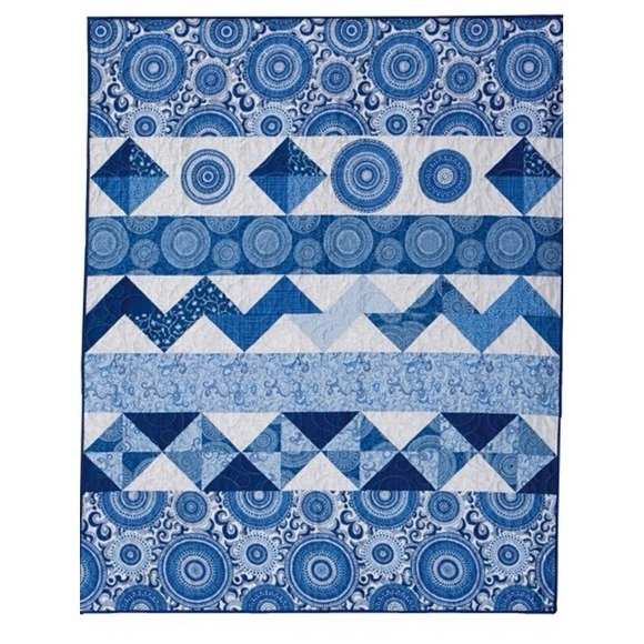 Connecting Threads Other - New Connecting Threads Sinfonia Lap Quilt Kit Blue White Cotton 48.5x60.5in